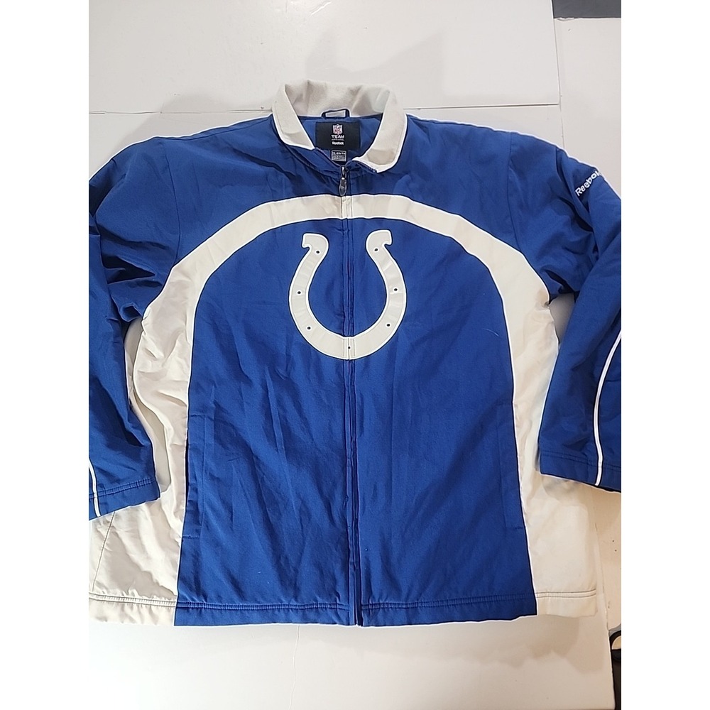 Reebok NFL Team Apparel Colts Sideline Jacket XL Blue Heavyweight Fleece Lined